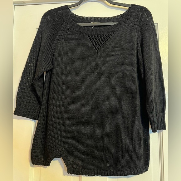 L'AGENCE Sweaters - #167 L'AGENCE BLACK MERCERIZED COTTON KNIT BLOUSE TOP SIZE SMALL